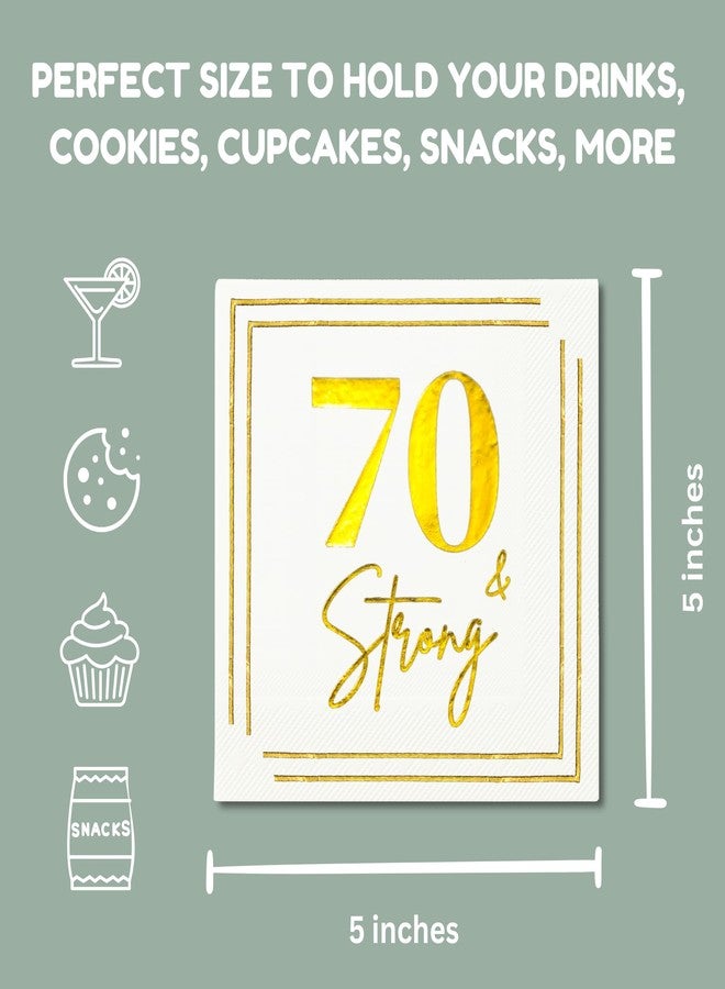 Cloverjoyed 70th Birthday Cocktail Napkins, Gold Paper Napkin for 70 Years Old Bday Party Decorations, Men & Women, Elegant Milestone Celebration Tableware, Fabulous Gift Ideas, 50 Pack - Image 3